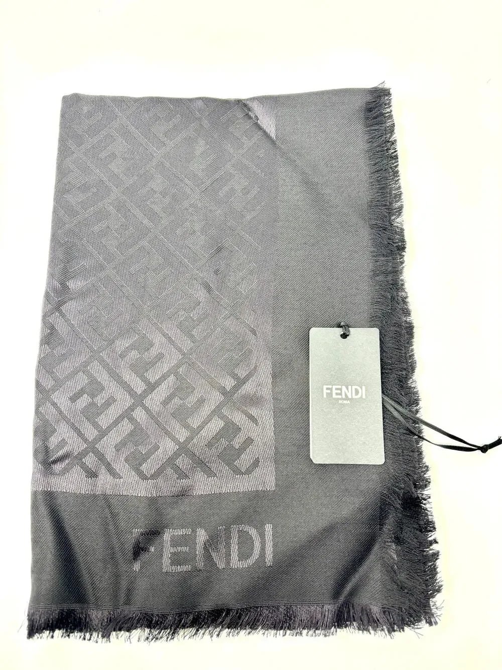 FENDI FF Zucca Monogram Shawl Wrap Scarf Silk/Wool NWT